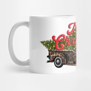 Merry Christmas. Vintage van. Mug